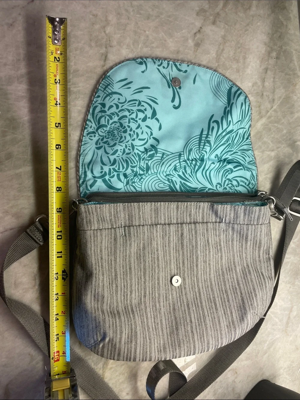 Haiku Grey Striped Crossbody Bag - Lightweight Everyday Shoulder Bag